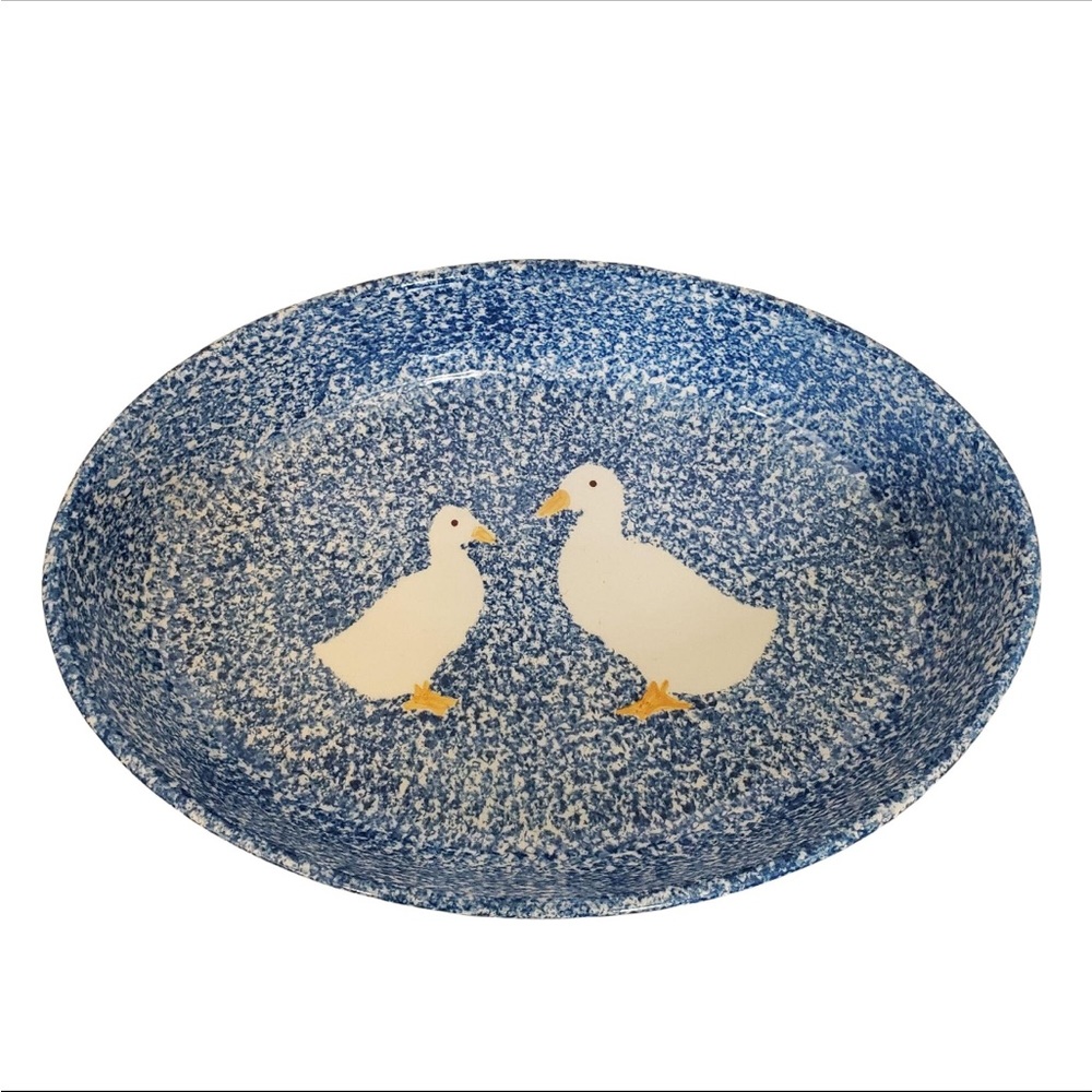 Blue Stipple with Duck LA Pottery